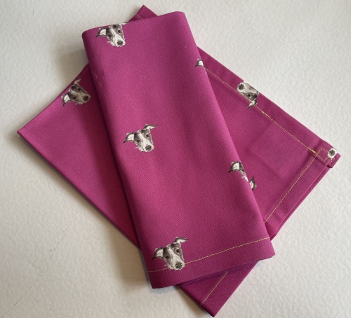 Fuchsia Pink Border Collie Tea Towel